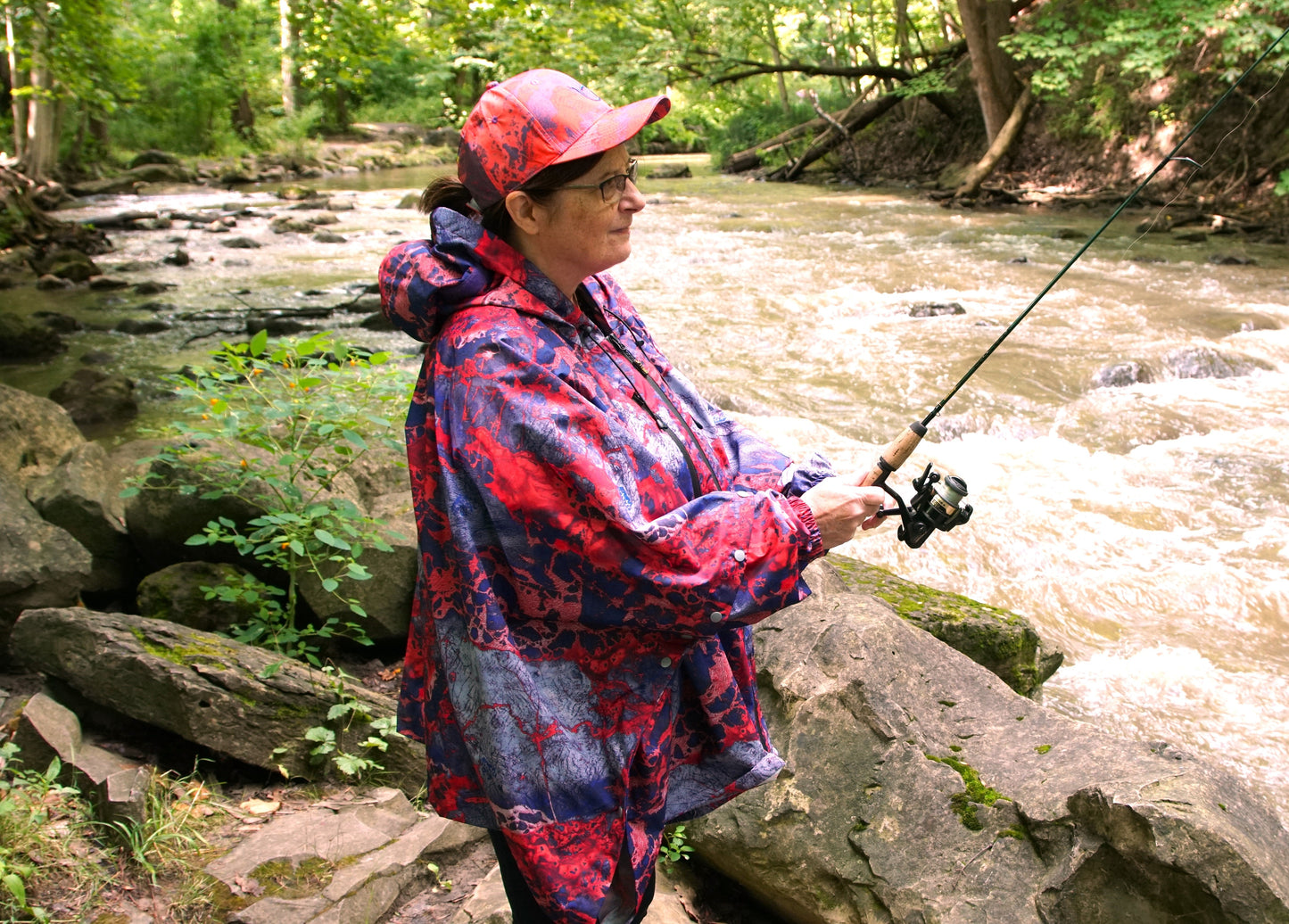 Brella Red, White and Blue Unisex Rain Jacket