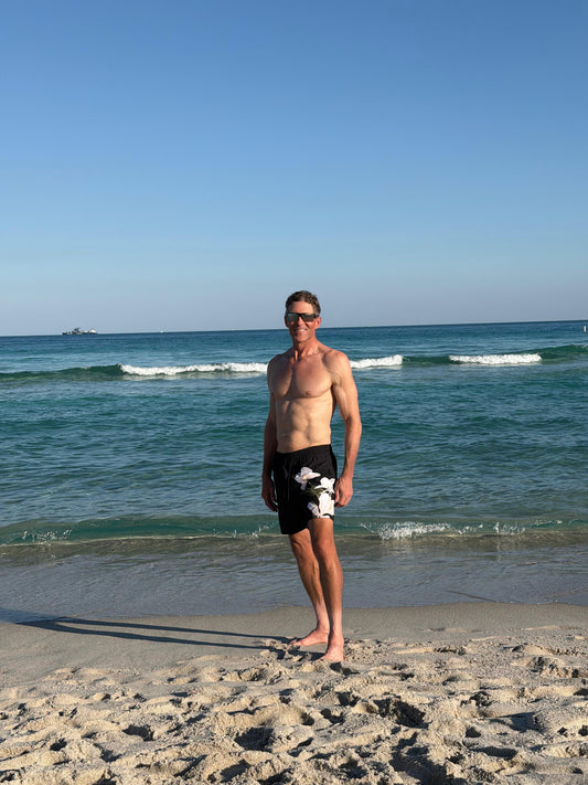 Black Floral swim trunk