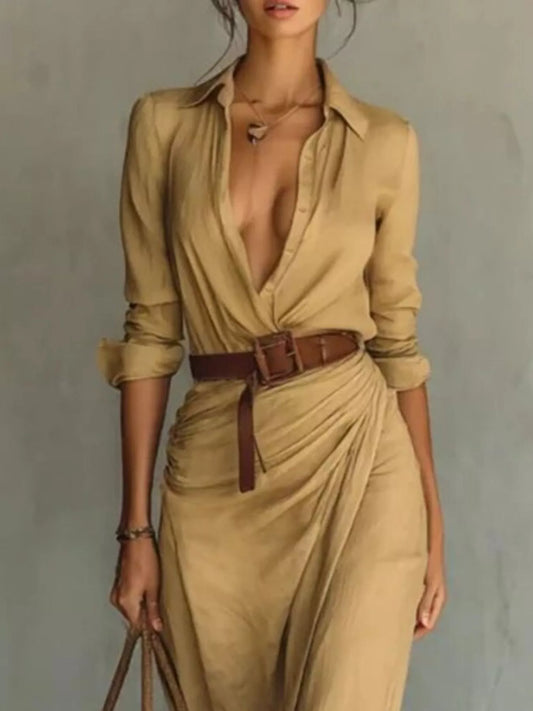Ruched Long Sleeve Maxi Dress