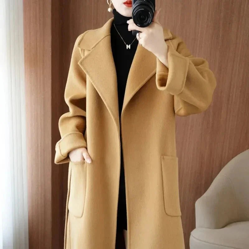 LUXWOMAN 100% Wool Autumn/Winter Cashmere Coat with Belt