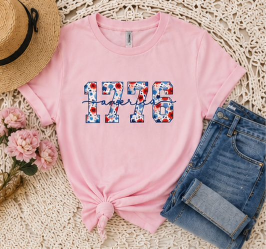 1776 America Floral Gildan Softstyle Tee