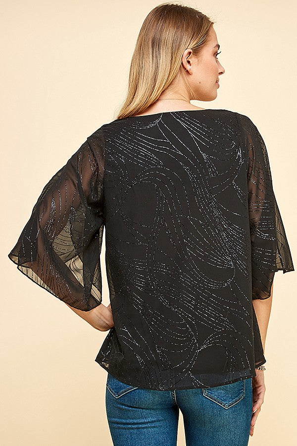 Glittered Print Woven Blouse