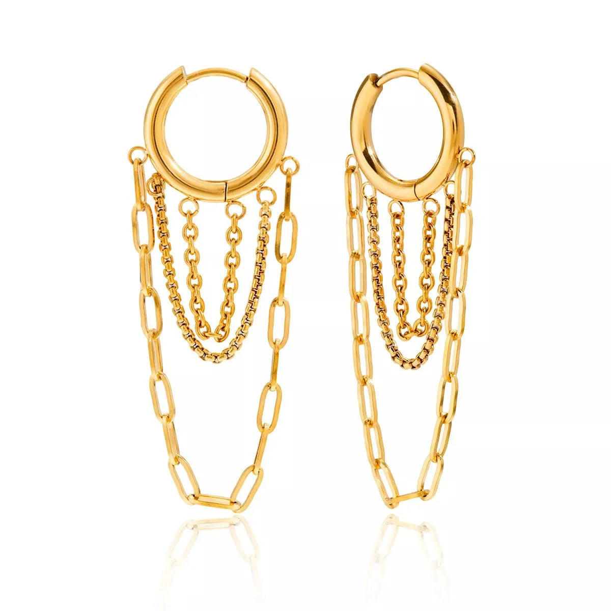 18K Gold-Plated Chain Hoop Earrings
