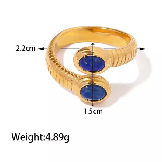 18K Gold-Plated Natural Stone Ring