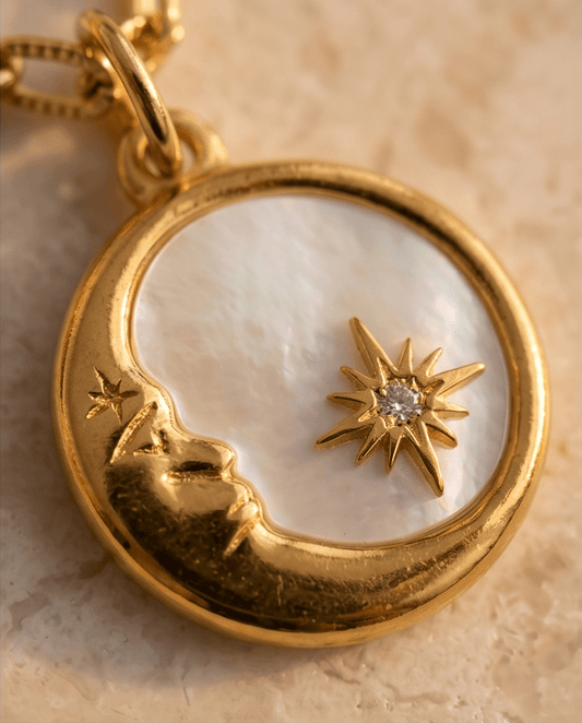 18K Gold-Plated Pendant Necklace With Pearl Shell