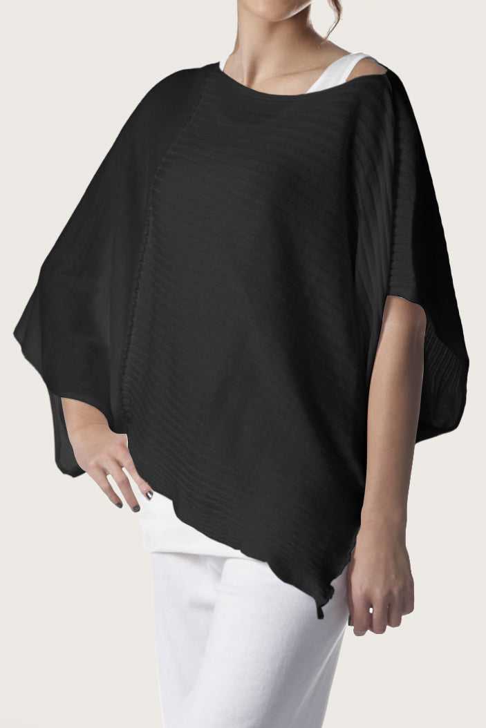 Pima Cotton Butterfly Boatneck Sweater - Black