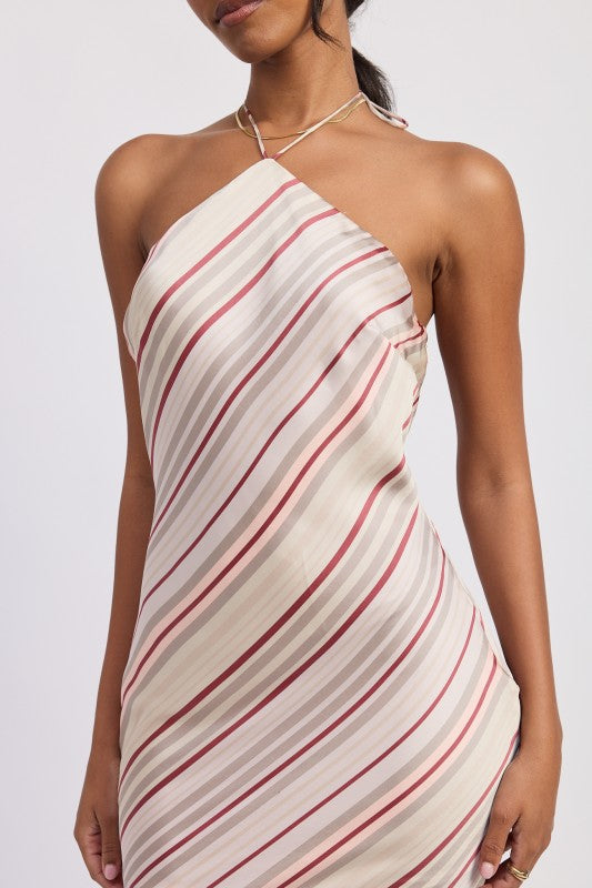 HALTER MID SATIN DRESS