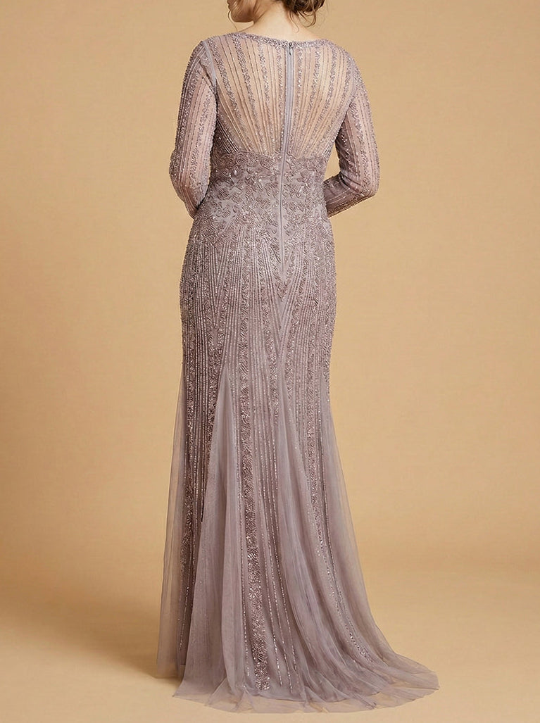Lara High Neck Beaded Gown