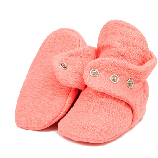 Muslin Stay On Baby Booties Dustyrose