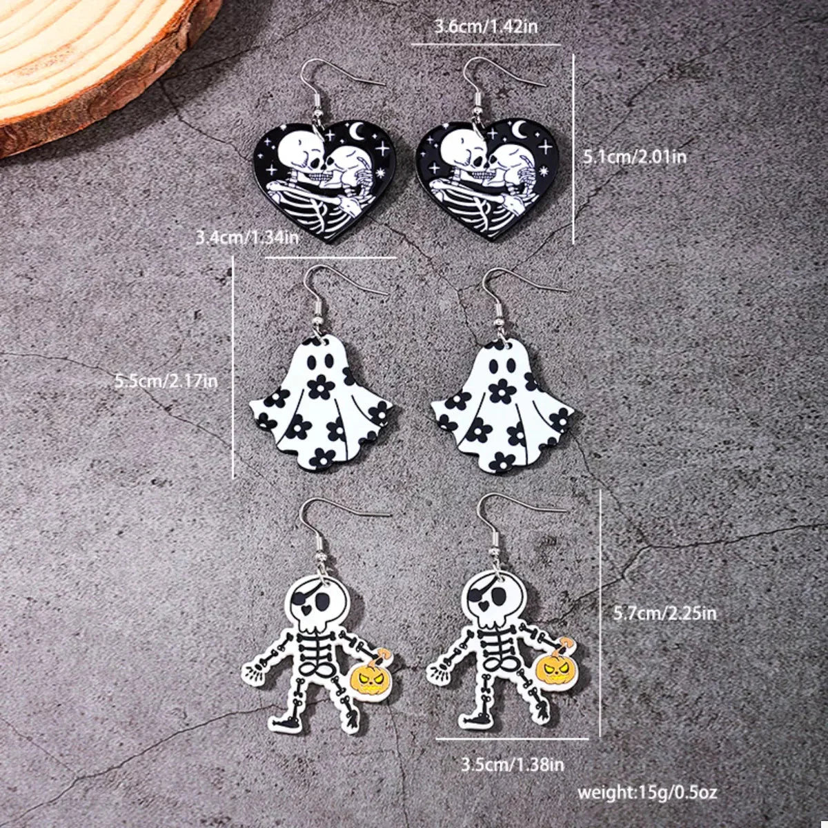 3 Pair Halloween Themed Acrylic Dangle Earrings