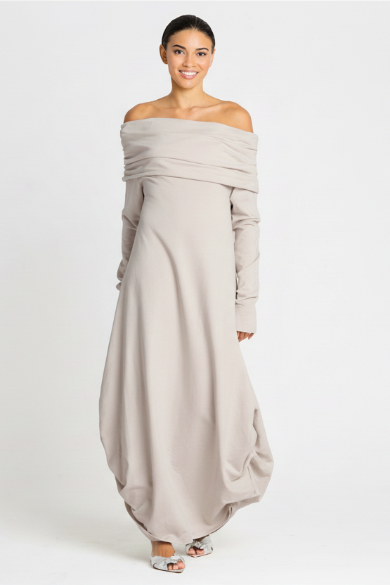 French Terry Curtain Dress - Putty
