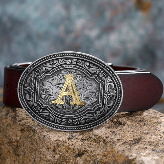 Tang Grass Pattern Letter A-Z Belt Buckle Head