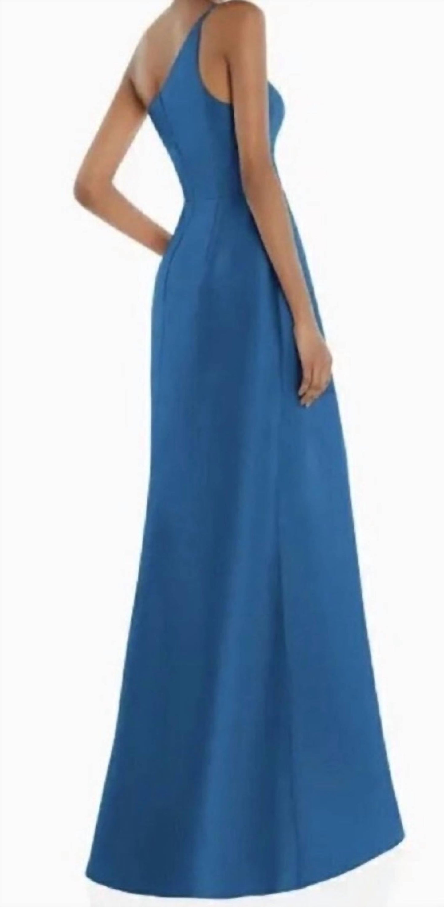 One-shoulder Twill High-low Gown