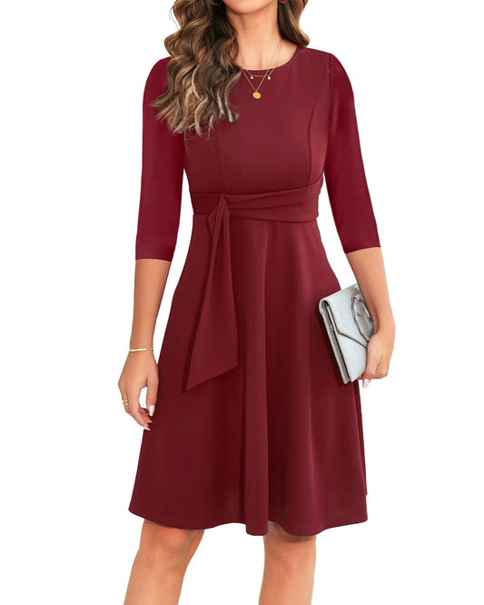 OWIN Womens 2026 Elegant Ruffle Sleeve Flared A Line Swing Casual Party Cocktail Dresses