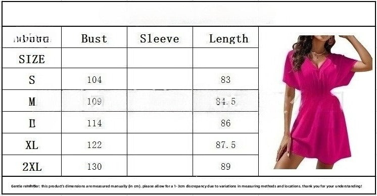 Women's clothing, summer beach sunscreen skirt casual V-neck pleated dress women