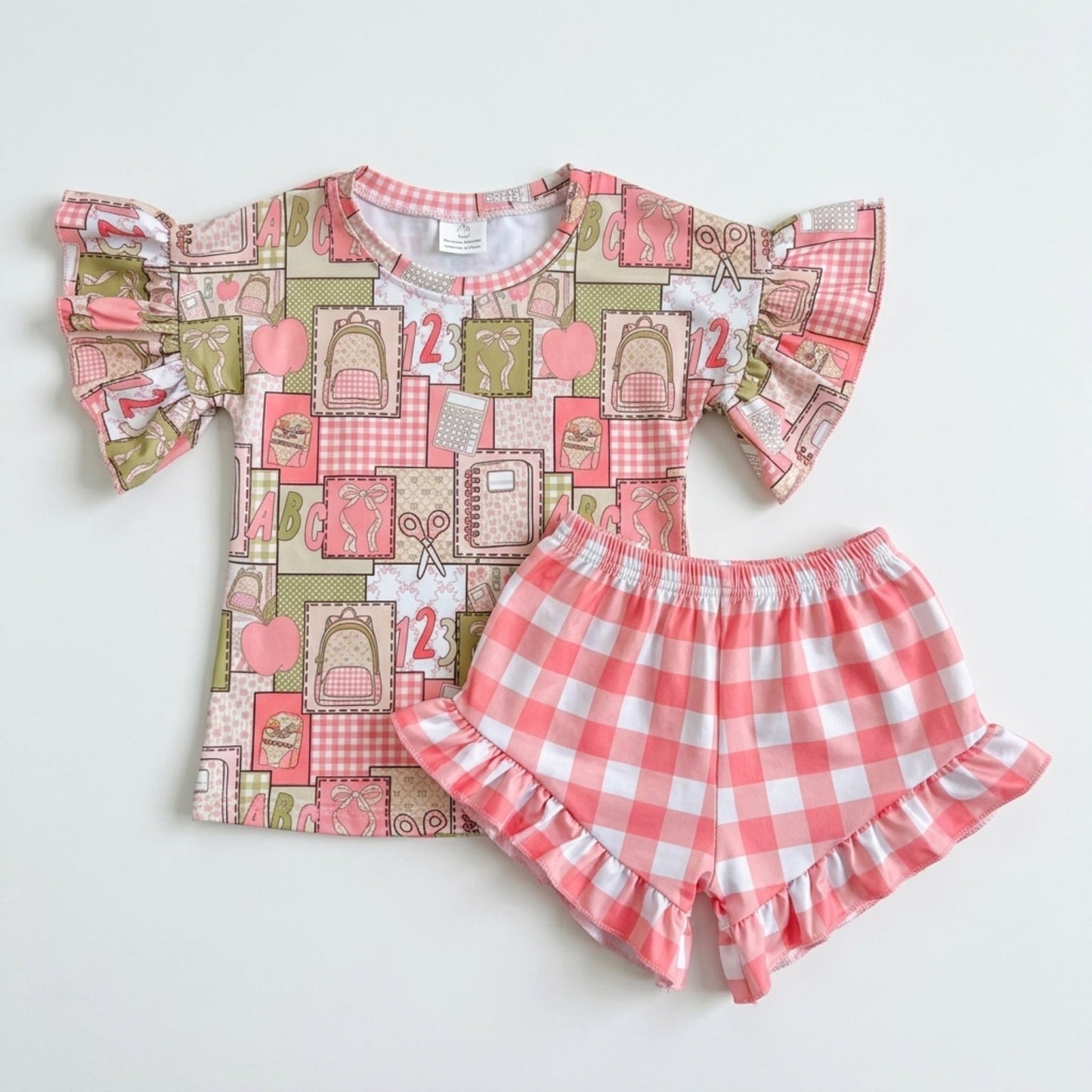 Patchwork school ruffle set