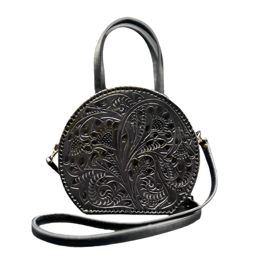 The Dixie| Hand-Tooled Leather Canteen Handbag