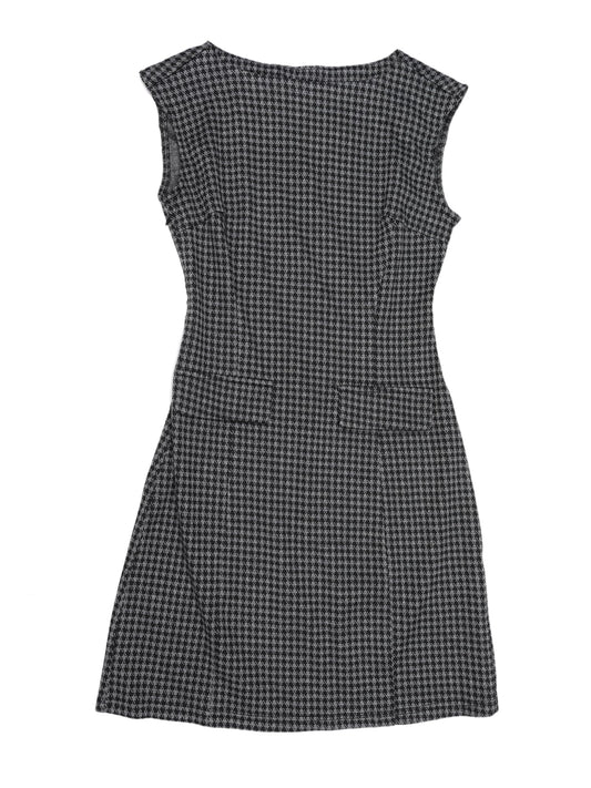 Allegra K Houndstooth Dress for Women's Sleeveless Boat Neck Plaid Work Sheath Dresses