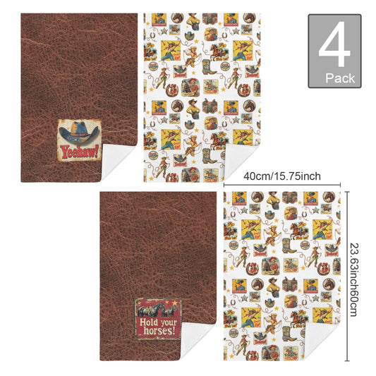 Baha Ranch Vintage Cowgirls Set of 4 Kitchen Dish Towels Made in America