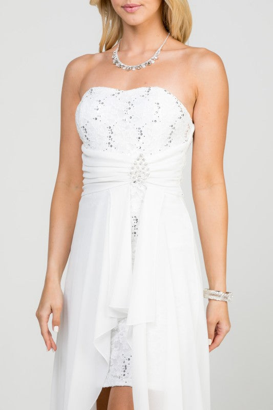 Open back lace and chiffon surplus dress
