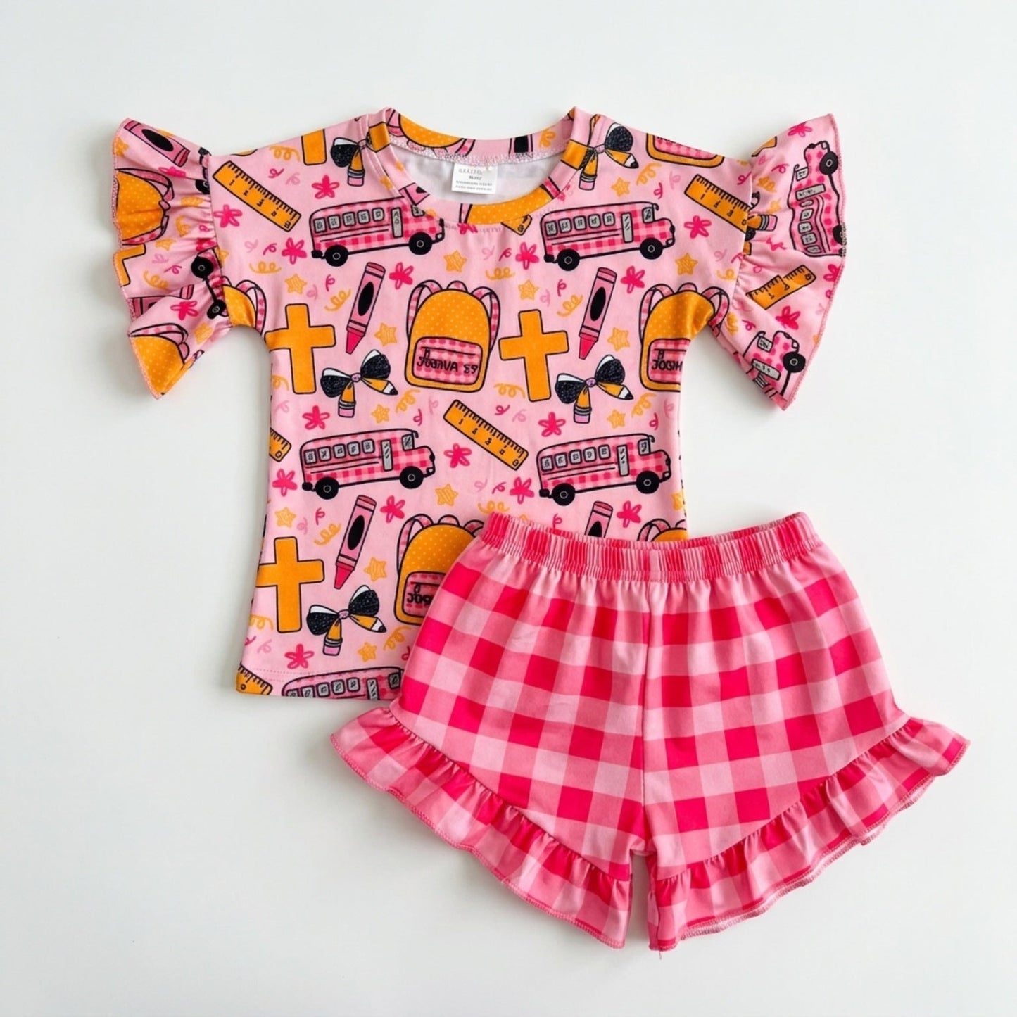 School bus cross ruffle set