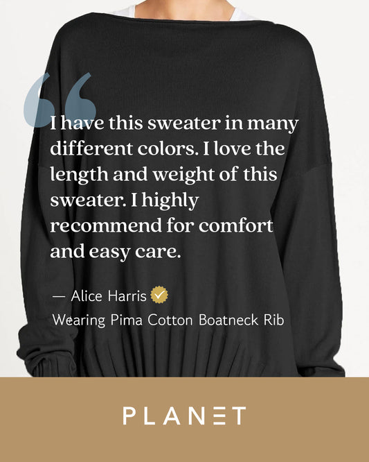 Pima Cotton Boatneck Rib - Black