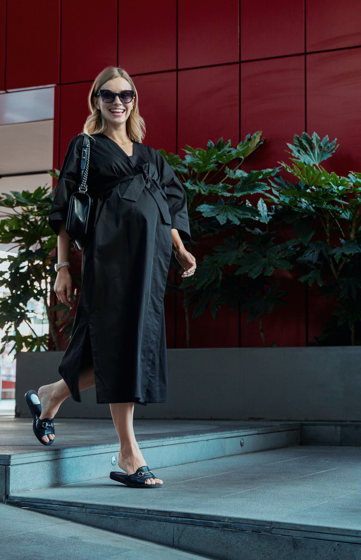 Amaterasu Tie Belt Maternity/Nursing Wrap Midi Dress