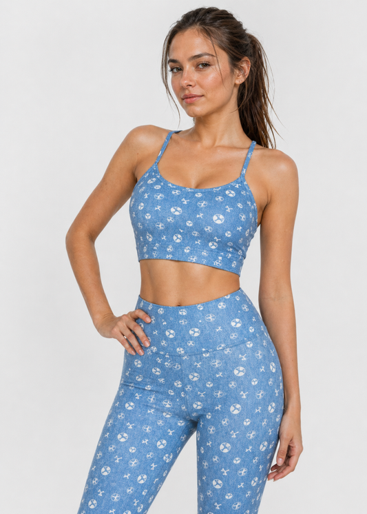 Trophy Yoga Logo Demim Bra Made in USA