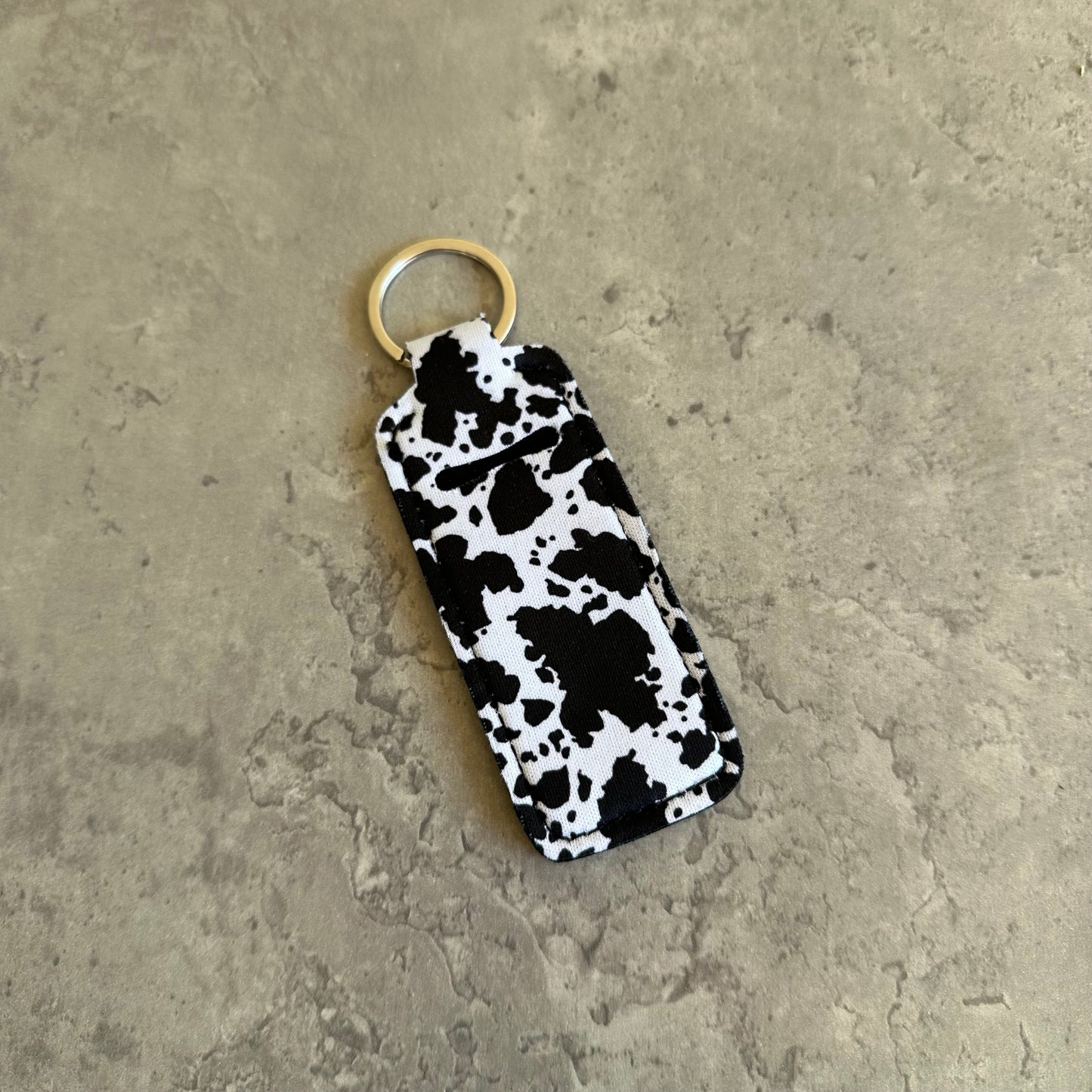 Chapstick Holder Keychain – Cow Print, Camo Pink Bow, Cowboy Toile, Barn Toile, croquette, duck, moon