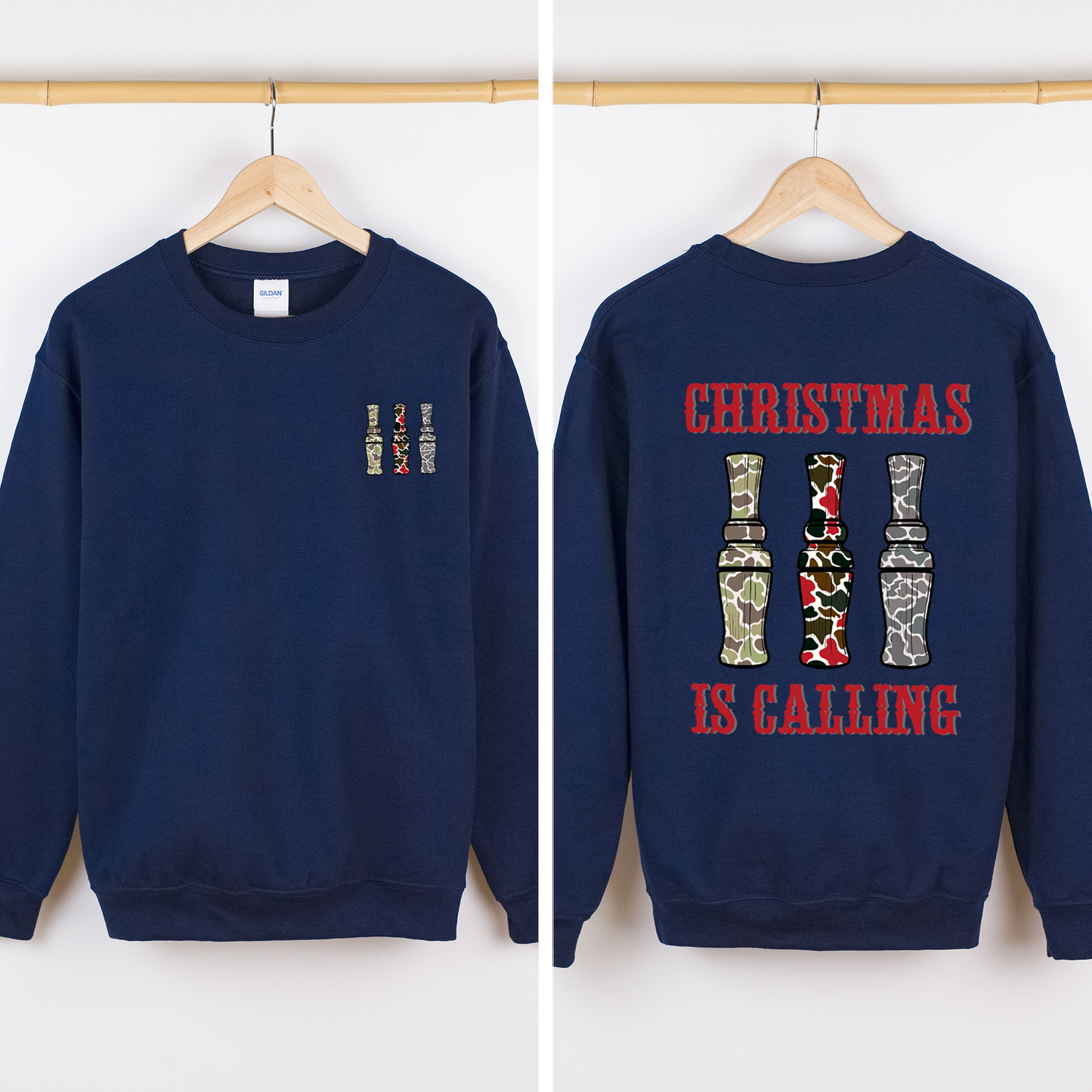 Christmas Is Calling Duck Season Hunting Retro Cozy Graphic Vintage Edition Sweatshirt