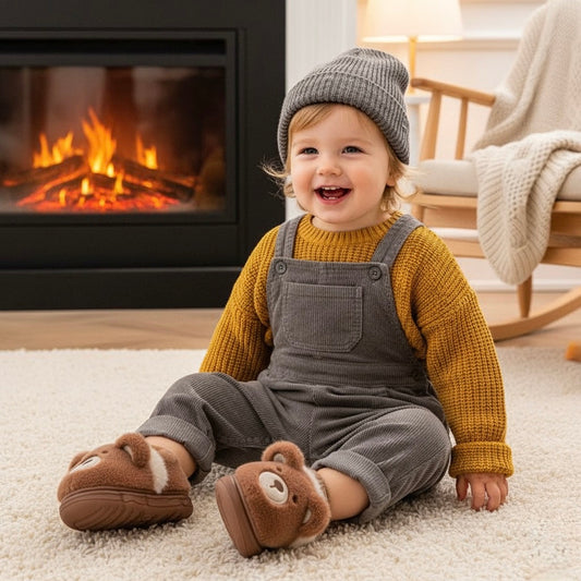 Kids’ Fuzzy Slippers | Bear & Bunny Animal House Shoes