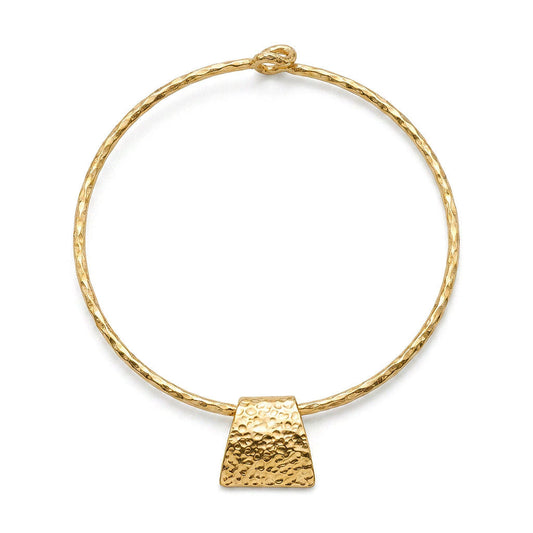 Hammered Brass Pendant Choker Necklace | Addis