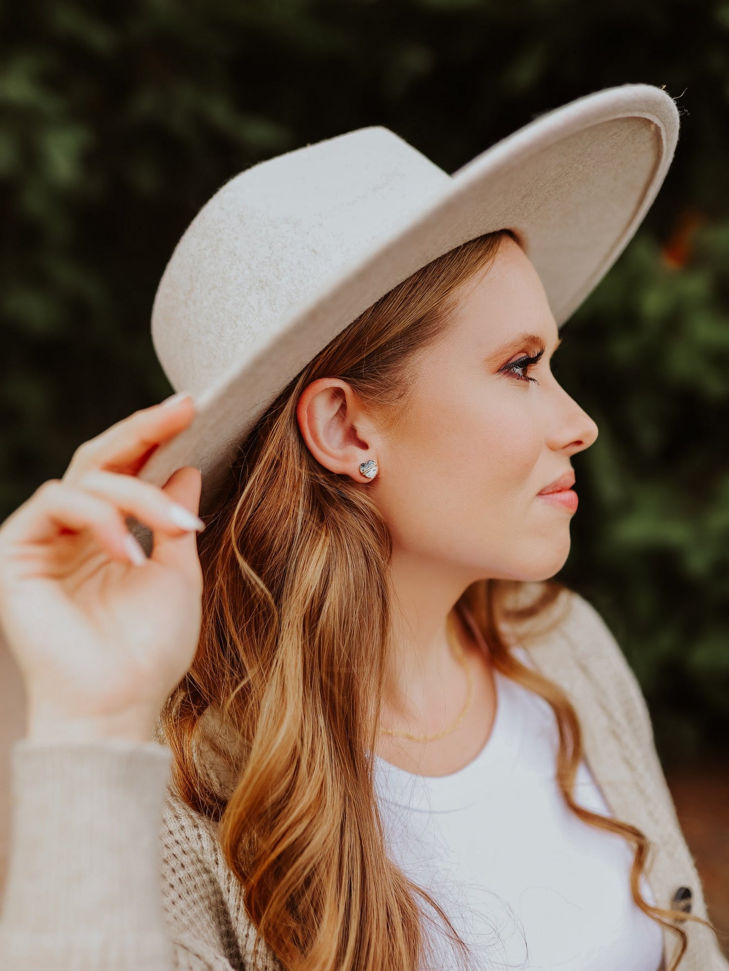 Heart Studs - Moonstone