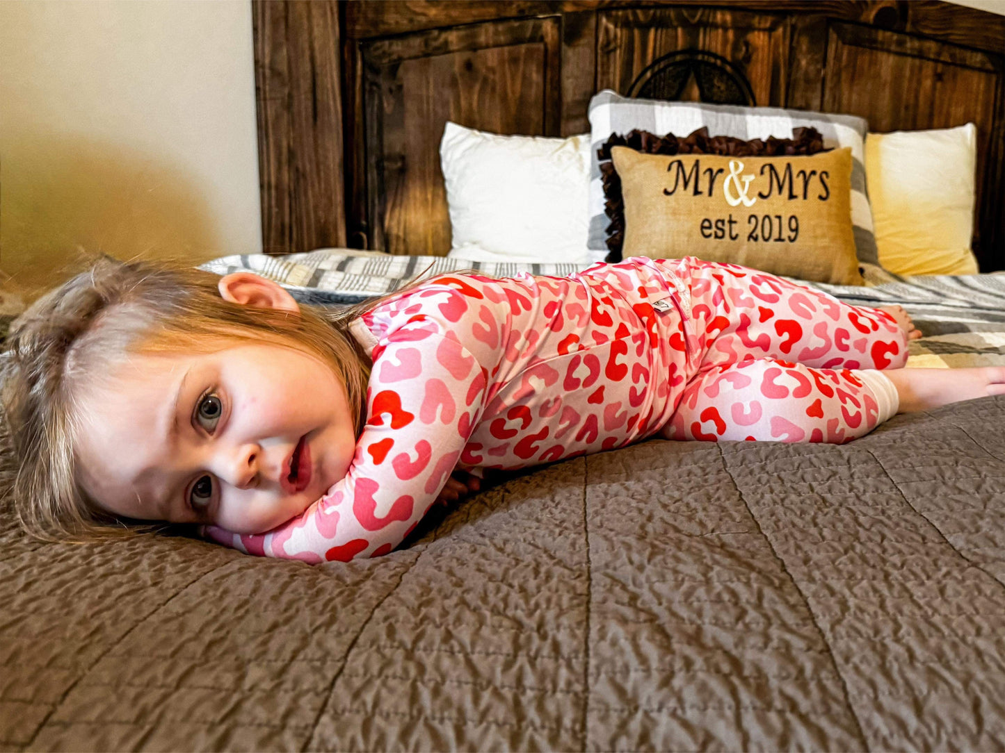 Pink leopard Two Piece Bamboo Pj