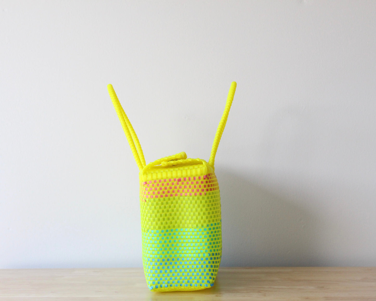 Medium Handwoven Handbag – Neon Yellow, Pink & Turquoise