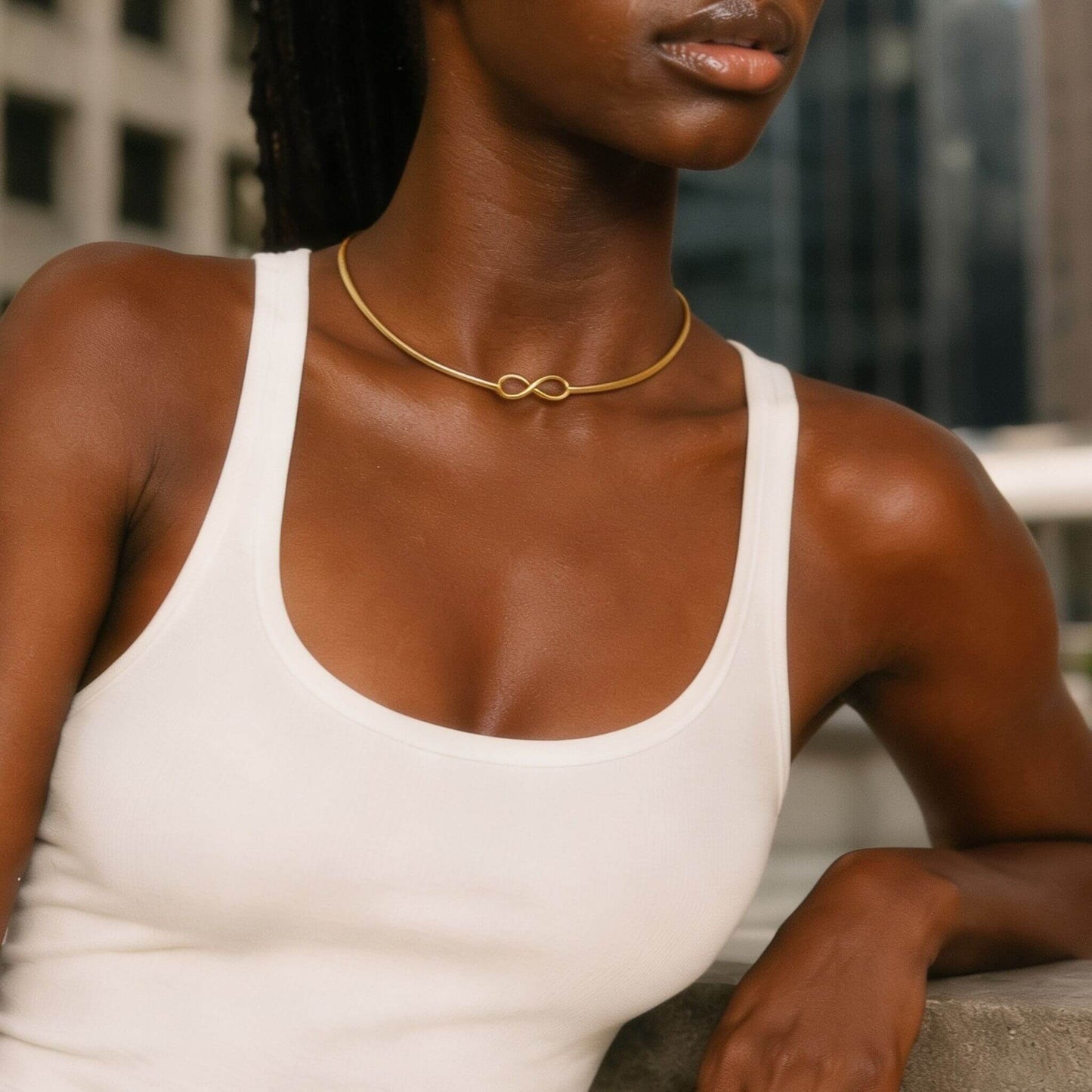 Infinite Cuff Brass Choker Necklace | Saya