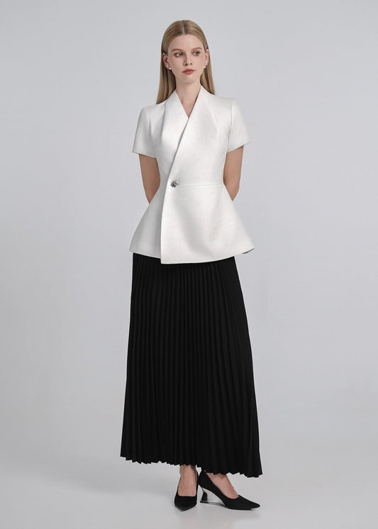 Cotton Pleated Maxi Skirt