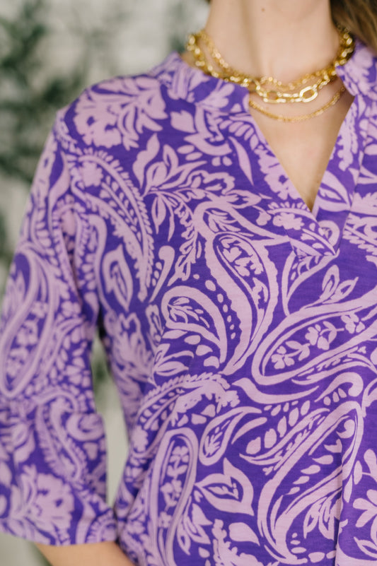Lizzy Sunday Dress in Purple Paisley- 3/3/2026 NEW