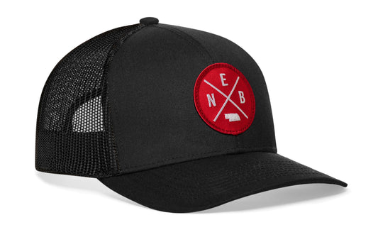 Nebraska Trucker Hat | Black Snapback with NEB