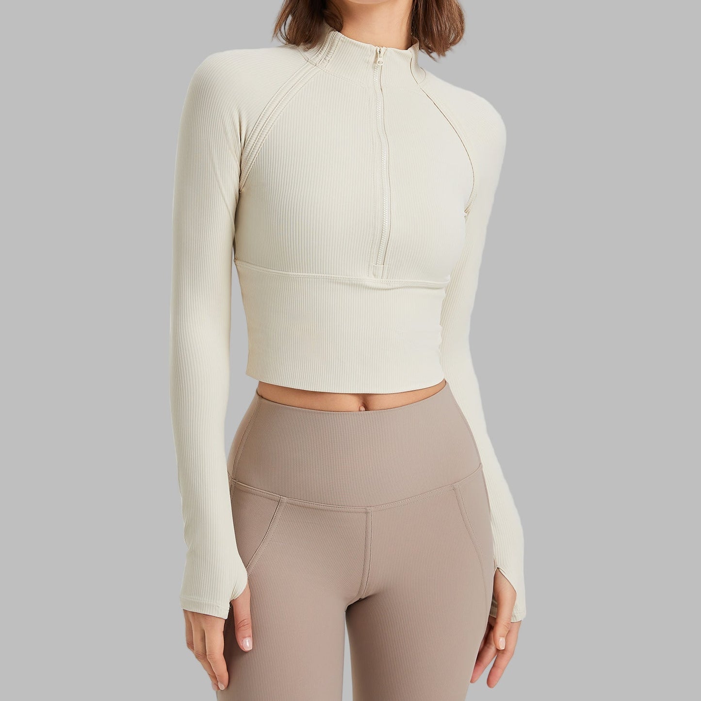Quick Drying Slim Fit Half Zipper Yoga Stand Collar Running Jacket