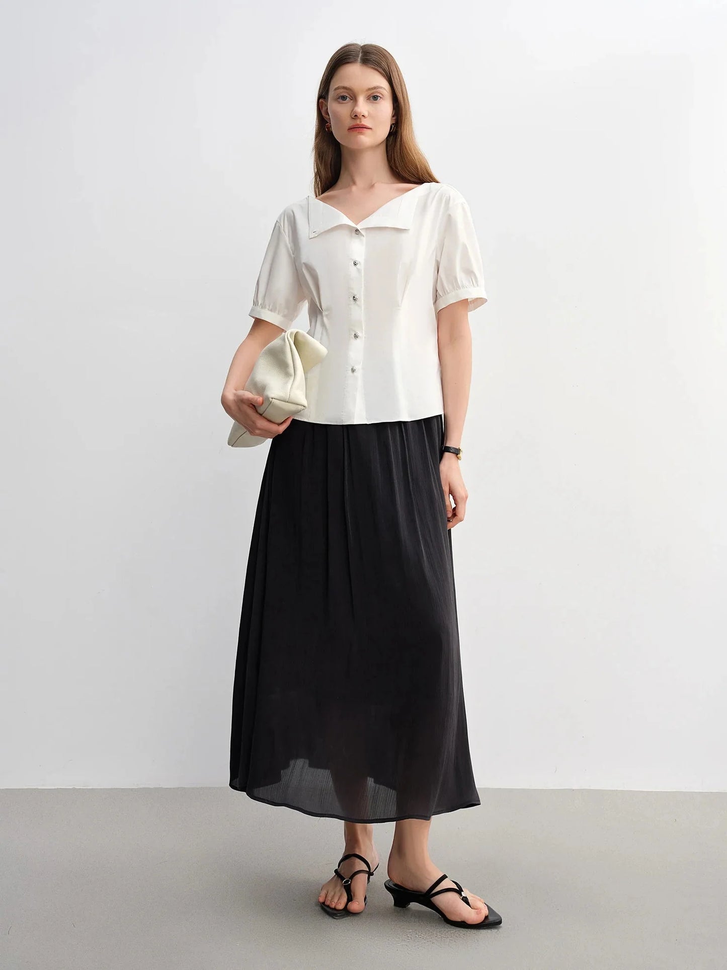 Strapless Slim-Fit Top Solid Black & White Tees