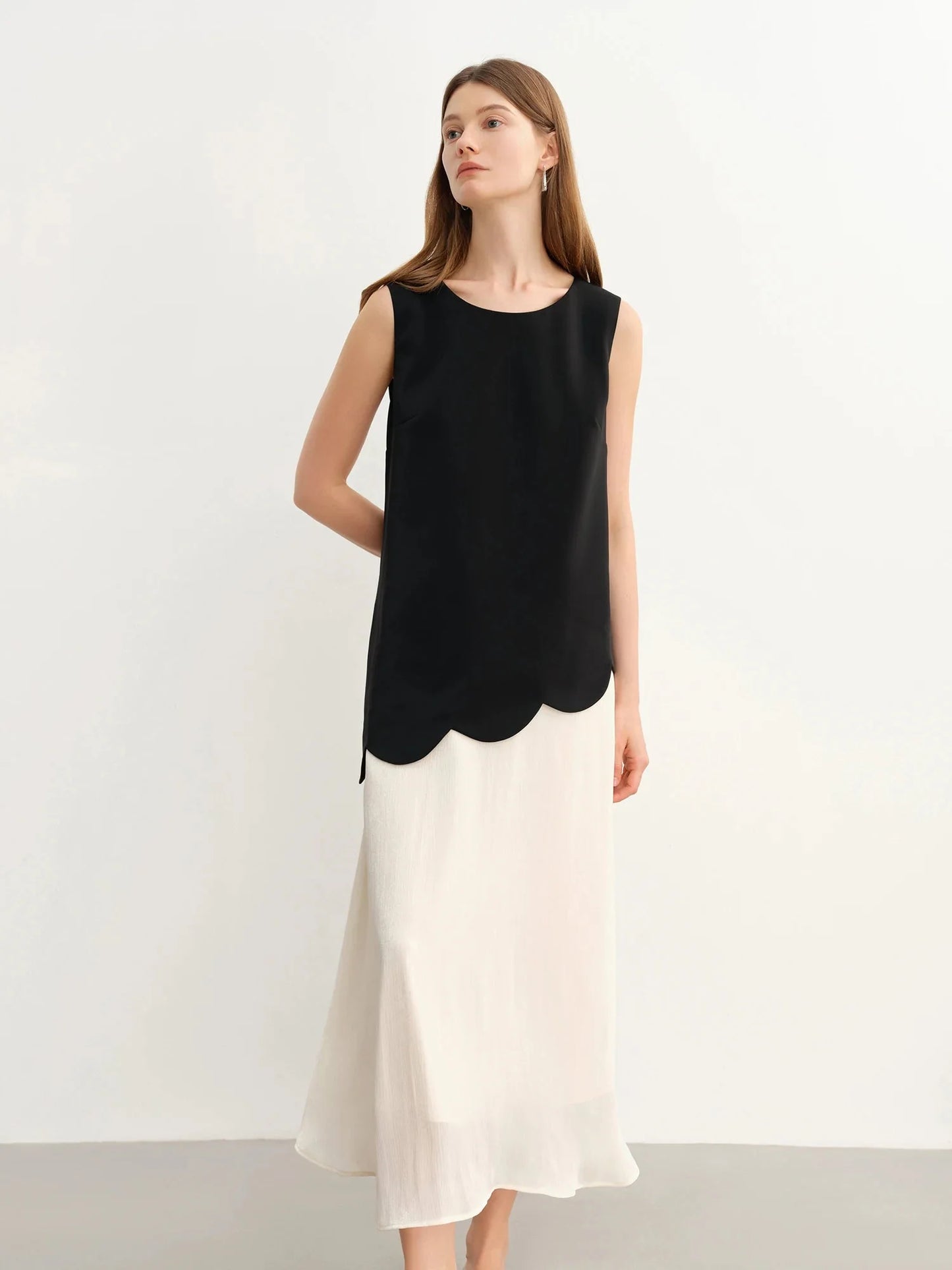 Color Block Fake Two-Piece Dress Chic Summer Design