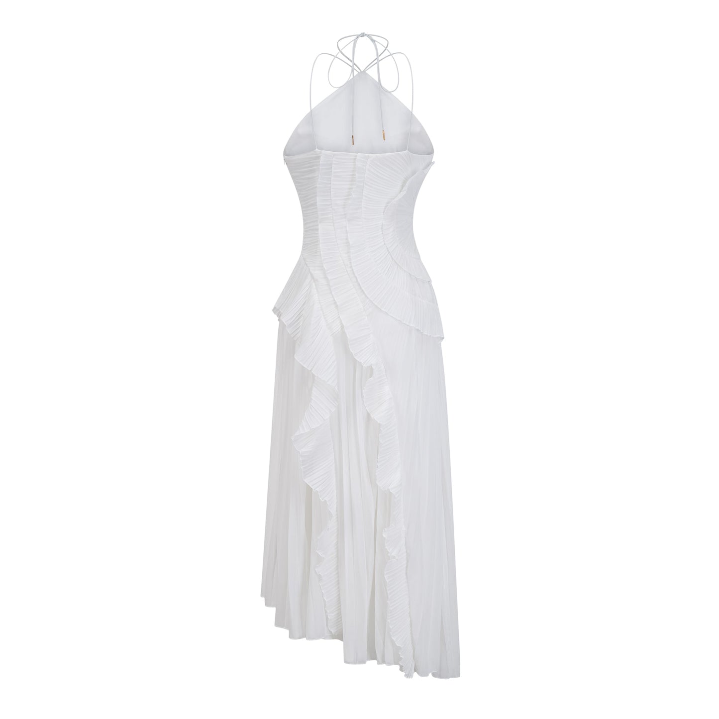 Tea Rose White Pleated Midi Dress
