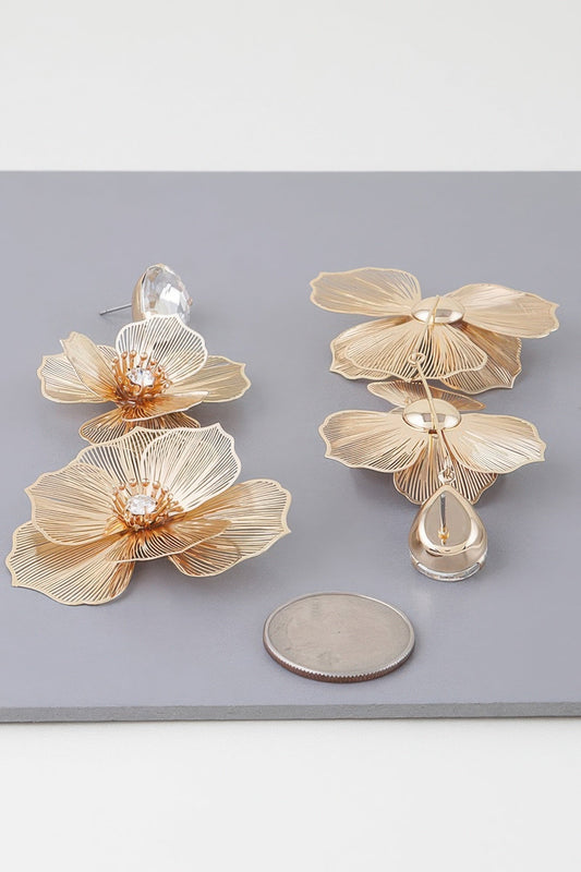 Jewel Flower Teardrop Earrings