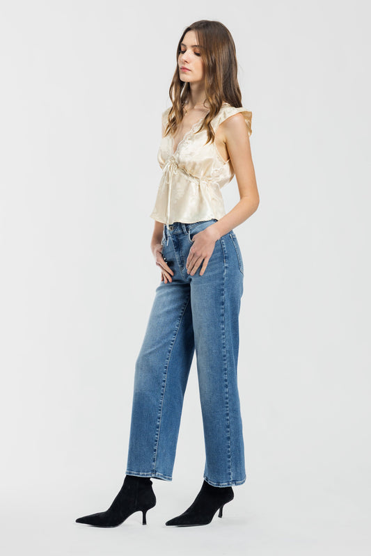 High Rise Crop Wide Leg Jeans