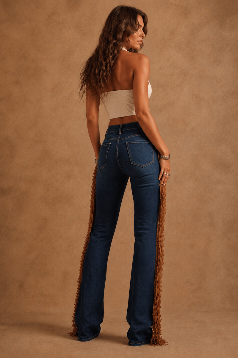 Judy Boot Cut Fringe Jean in Dark Wash