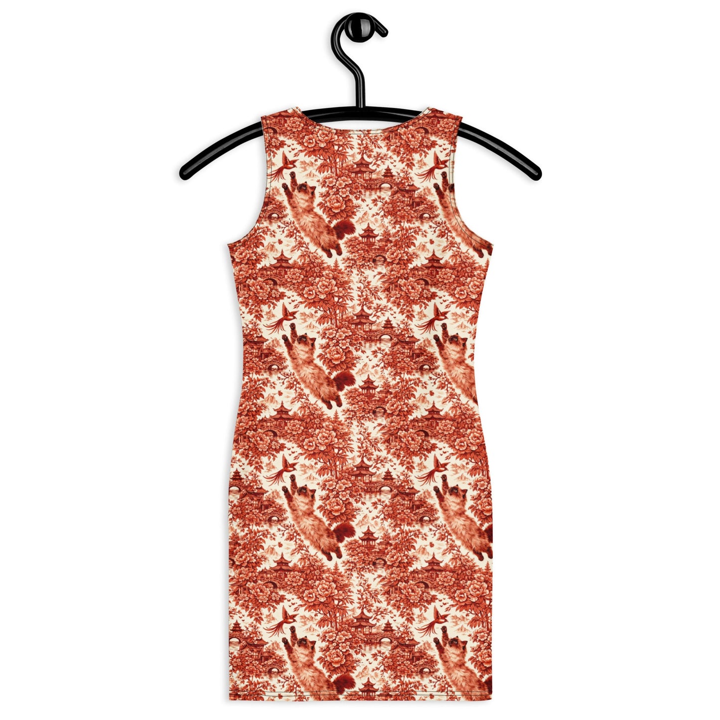 Siamese Cat Floral Bodycon Dress