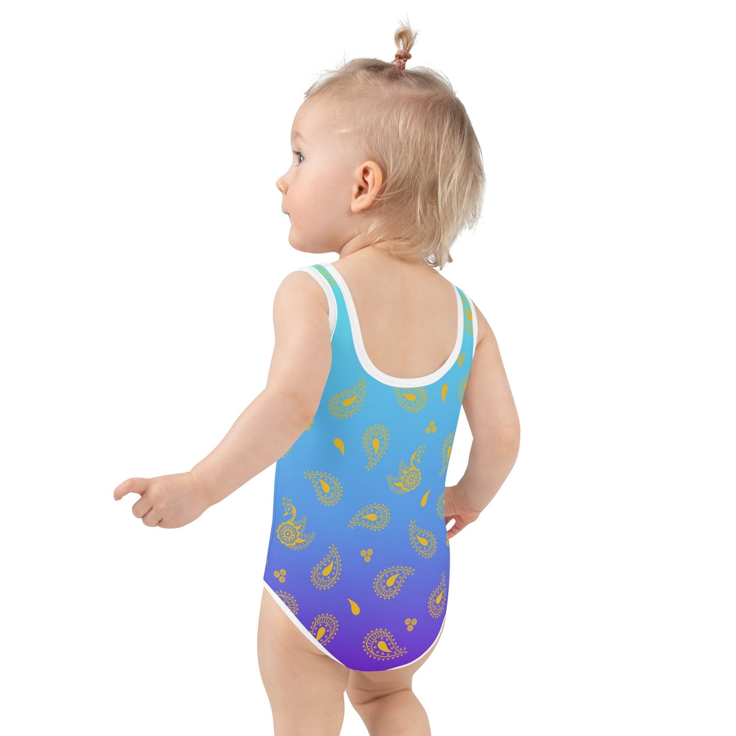 Peacock Henna Girls' Swimsuit – Graceful, Bold, and Made to Move