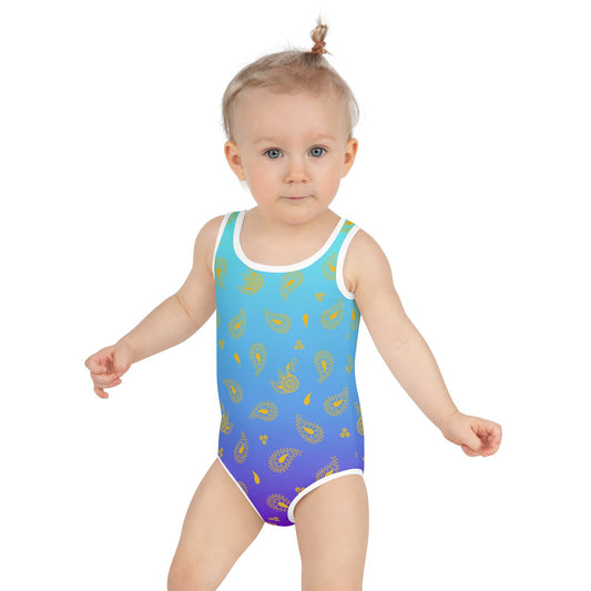Peacock Henna Girls' Swimsuit – Graceful, Bold, and Made to Move