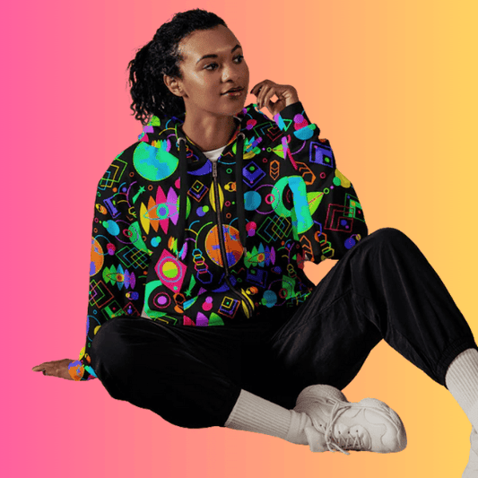 Playful Unisex Zip Hoodie - Eco-Friendly Vibes for Rave & Chill